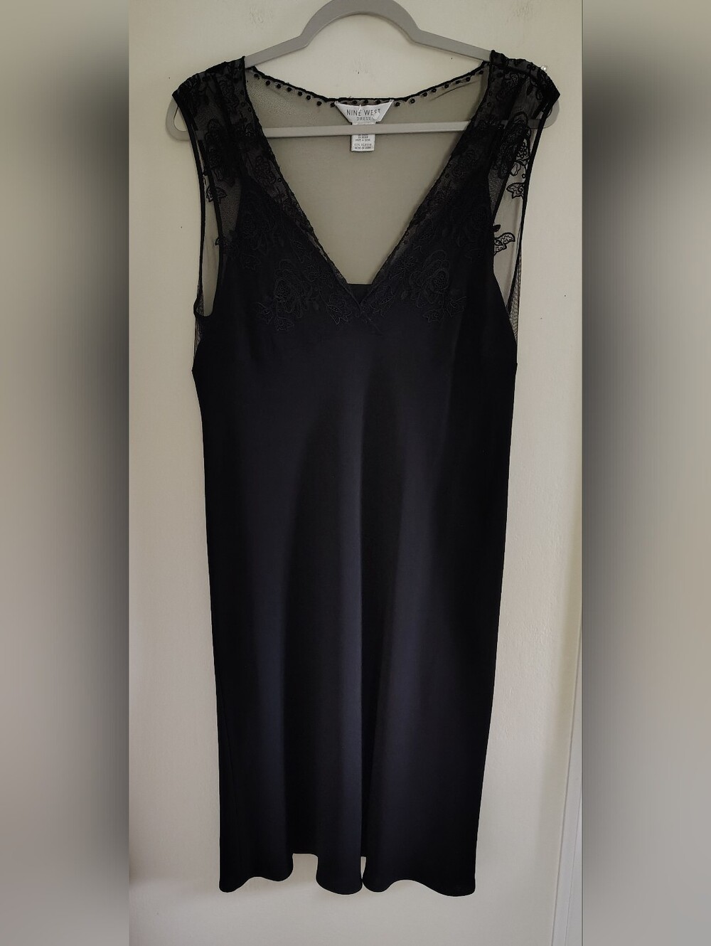 Nine West Black Lace LBD Dress 14 Sheer Layered Flowy Boho Vintage Whimsigoth